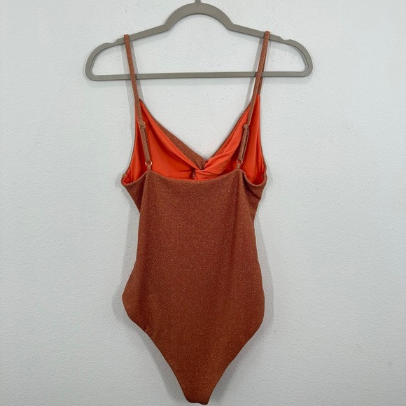 Beach‎ Riot Women's XL Copper Metallic One Piece Swimsuit Cut Out Twist - Picture 7 of 8